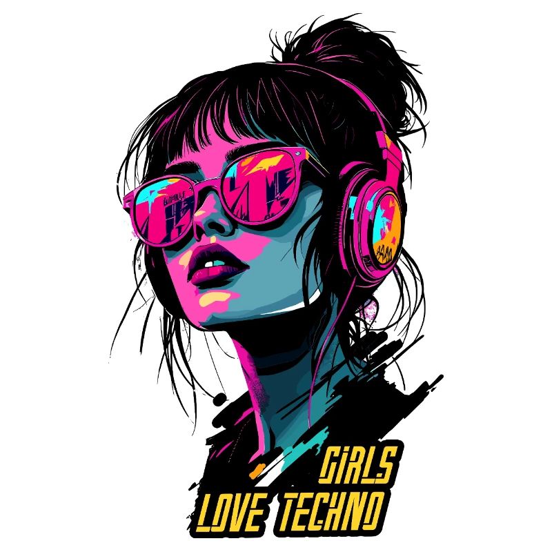 Neon Techno Mädchen Porträt