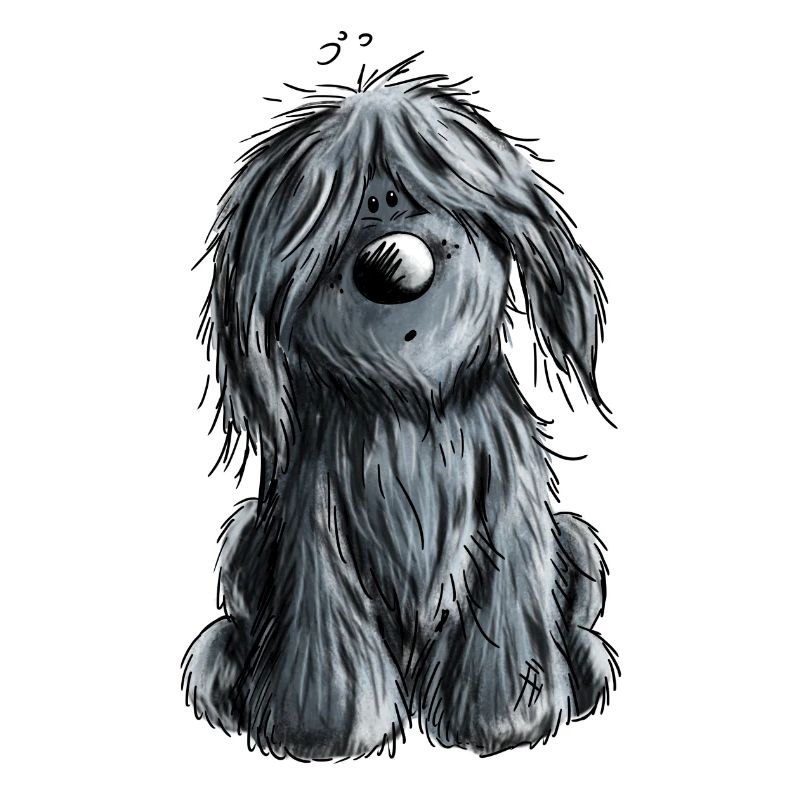 Knuffiger schwarzer Briard - Hund - Geschenk