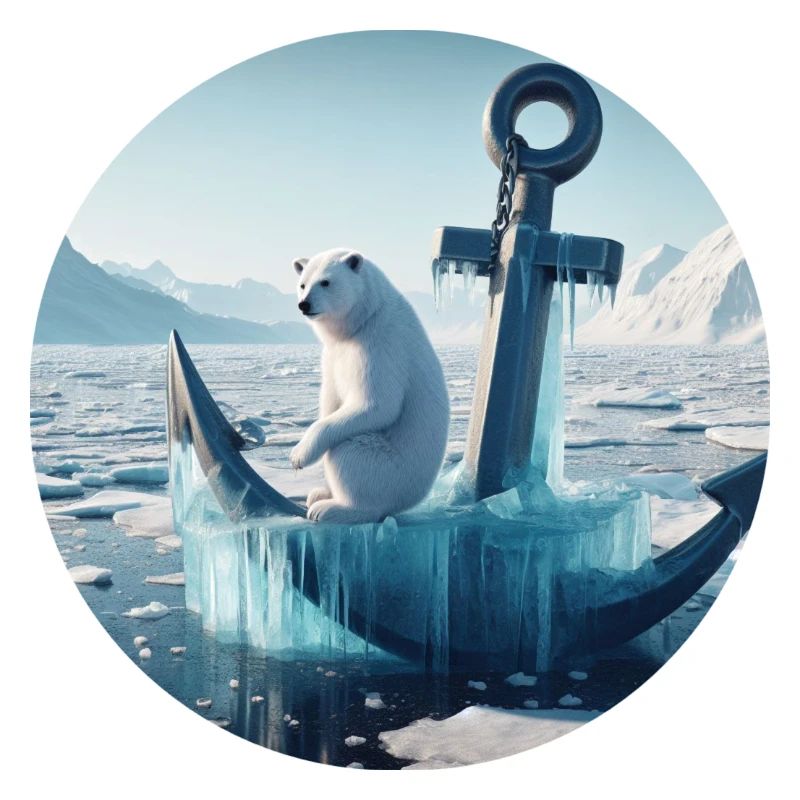 Eisbär auf Anker in Schnee Landschaft