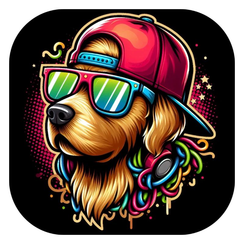 Chien graphique cool avec cappy et lunettes de soleil