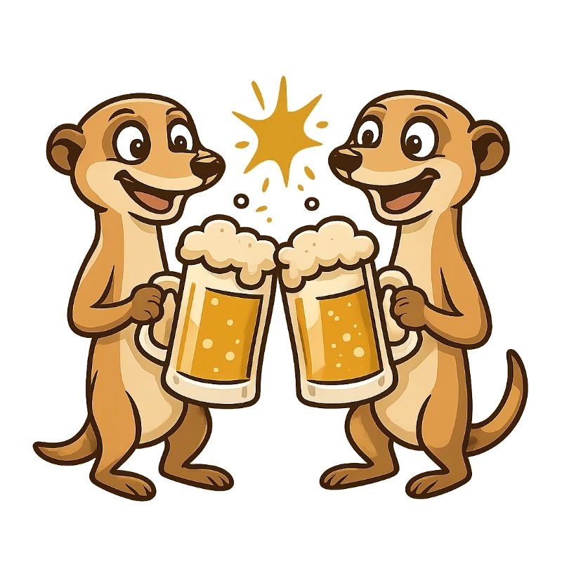 Fröhliche Ottern mit Bier