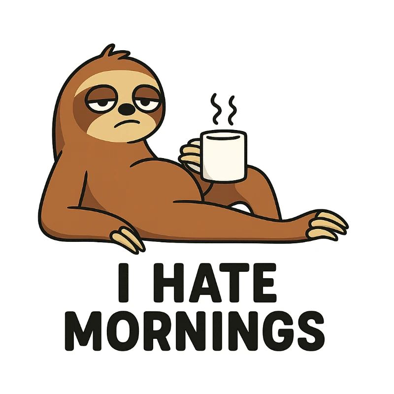Faultier mit Kaffeetasse