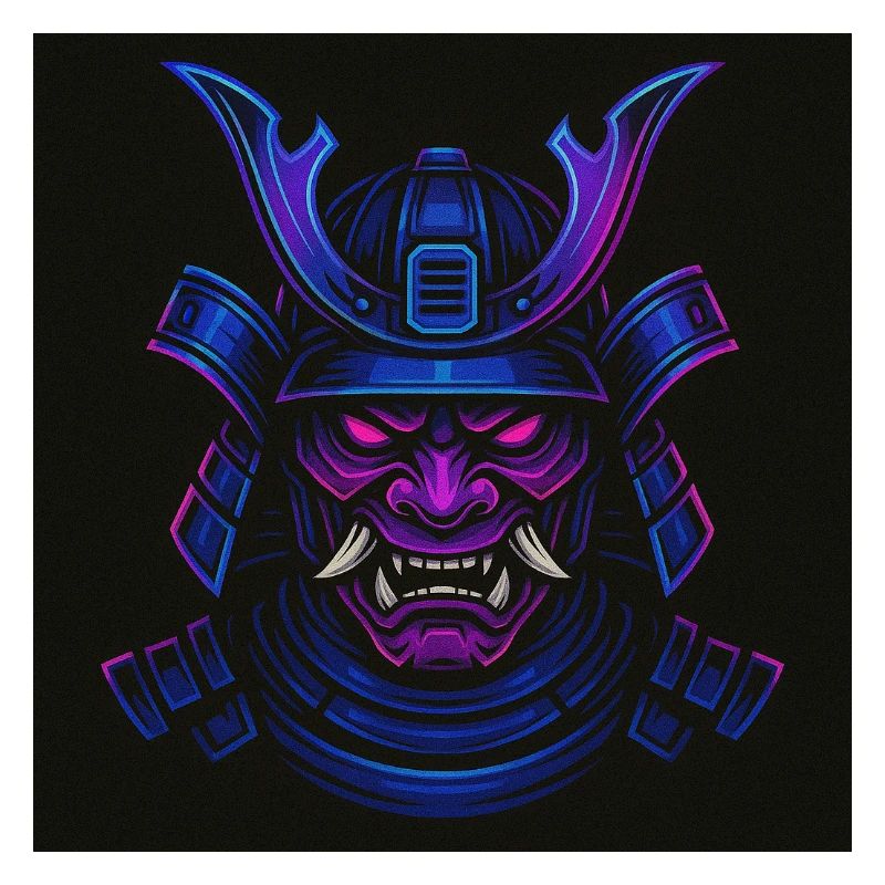 Masque de samouraï néon