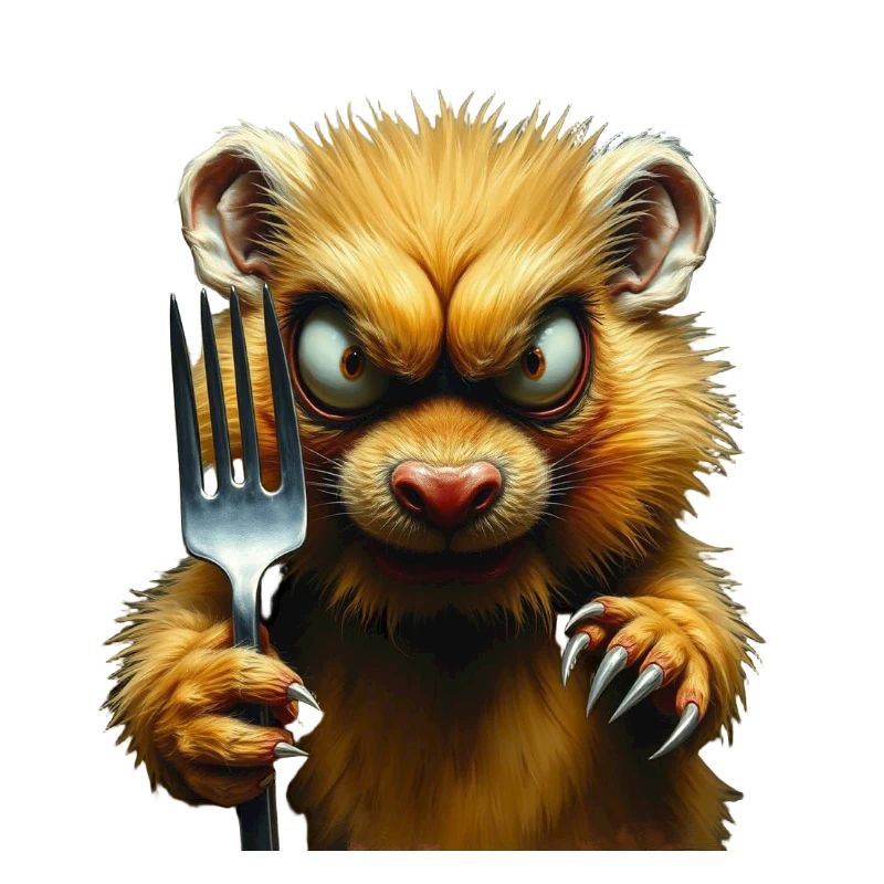 Horror-Hamster mit Gabel