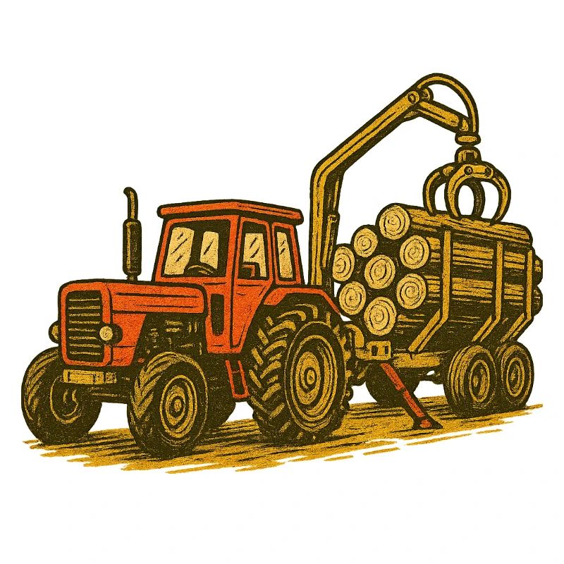Forest Tractor with Timber Load