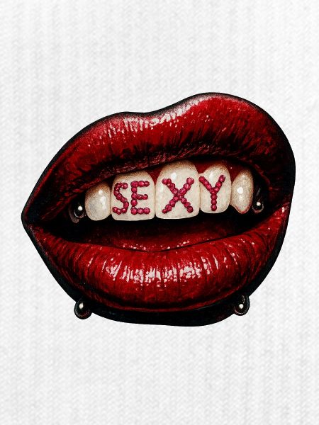 Lippen mit Perlenbuchstaben