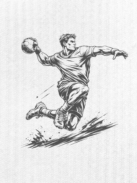 Dynamischer Handballer im Comic Stil