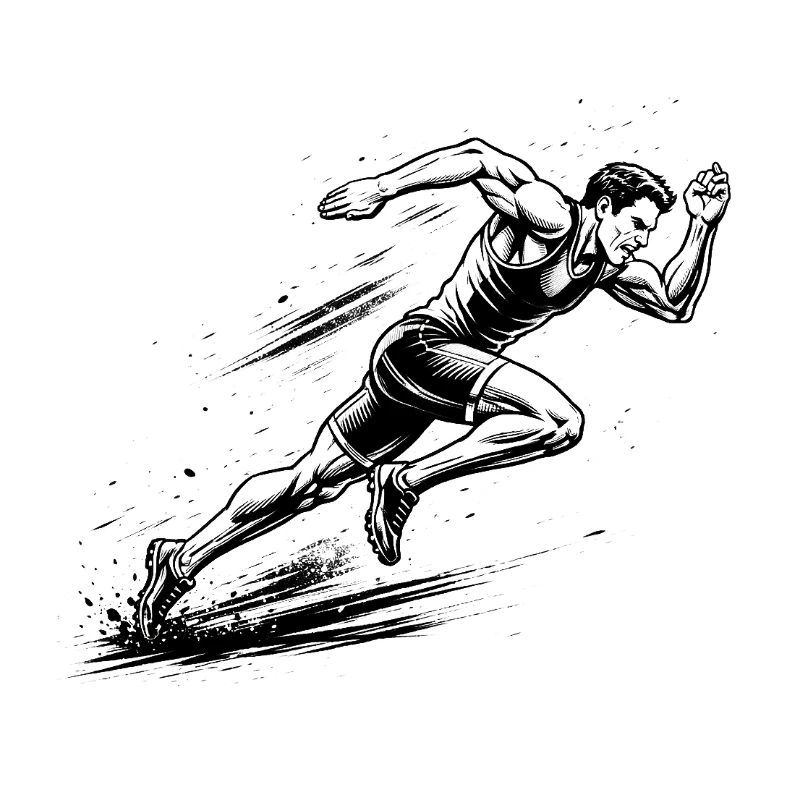 100m Sprinter in Comic-Ink style
