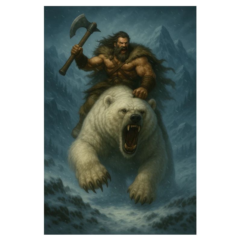 Wikingerkrieger auf Eisbär – Fa-Illustration