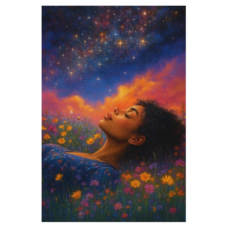 Étoile de lune dans le champ de fleurs