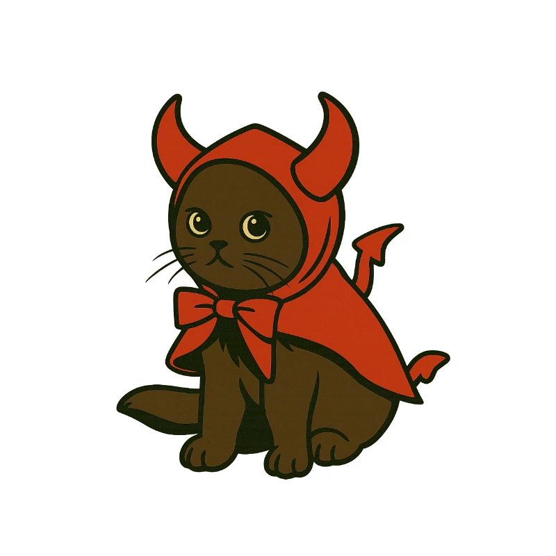 Kitten in red devil costume