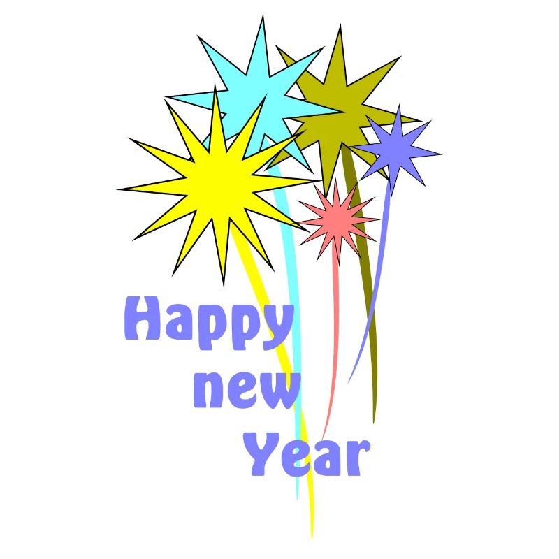 Festive New Year's fireworks with text
