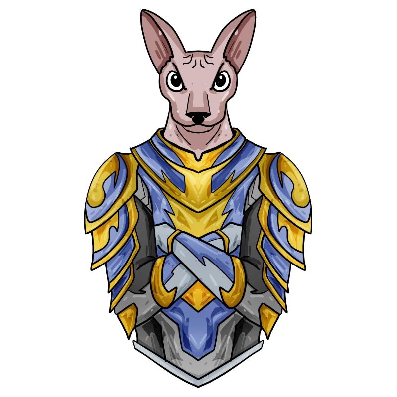 Chevalier Chat Chat Race Sphynx avec Armure