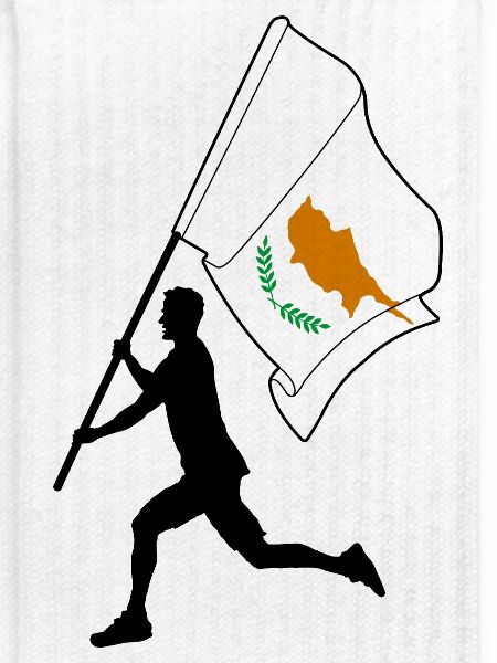 Zypern Flagge Mann läuft