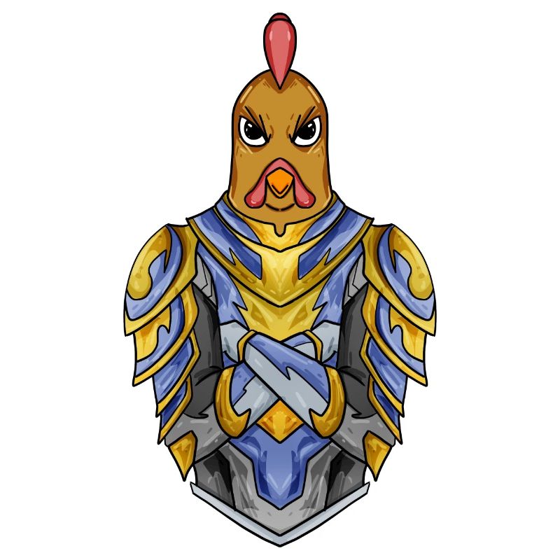 Knight Chicken avec Armor Crusader