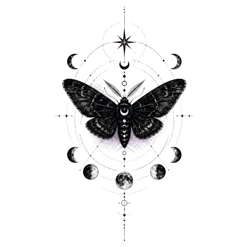 Moonlit Moth in Celestial Ring