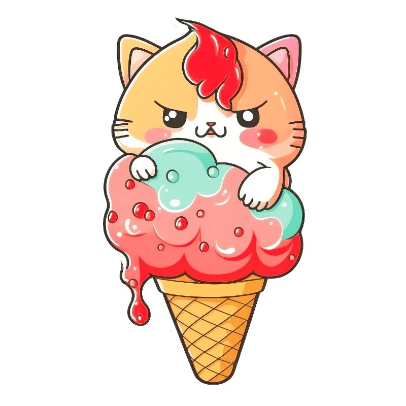 Mignon chat imprimé crème glacée