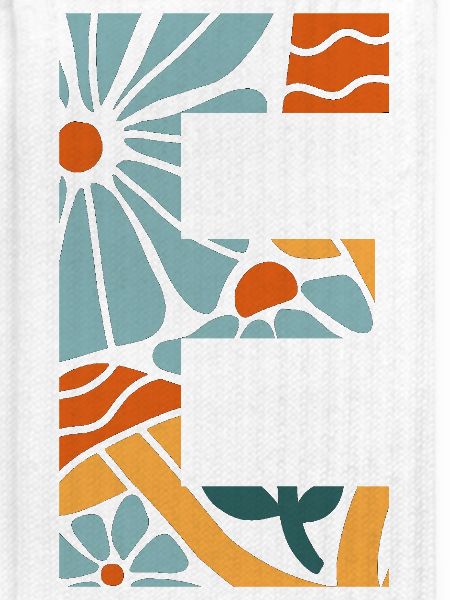 Buchstabe e Blumen groovy Geschenkidee