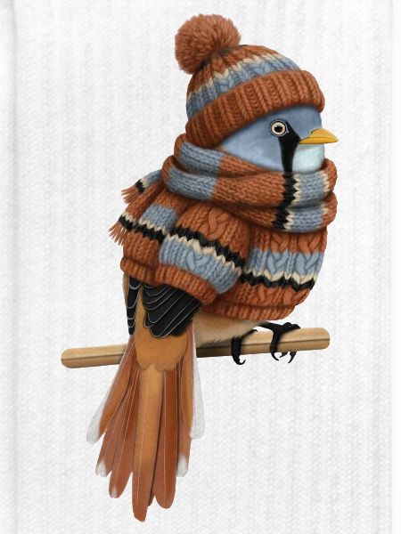 Bartmeise im Strickpullover Winter Weihnachten