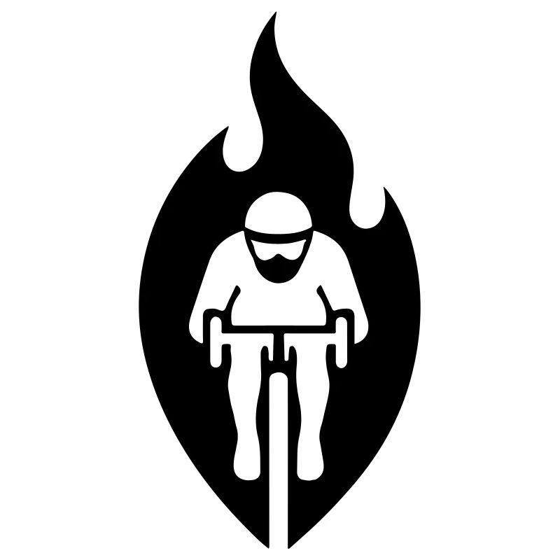 Road cyclists in flames – stylized logo