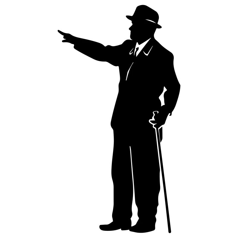 Gentleman Silhouette with Cane