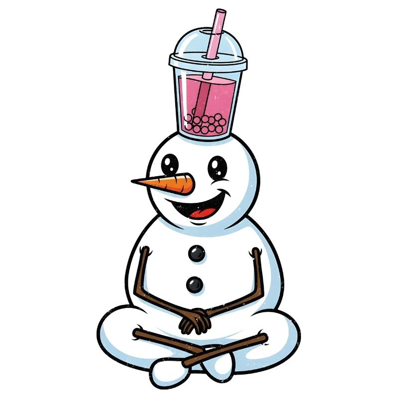 Snowman with Bubble Tea
