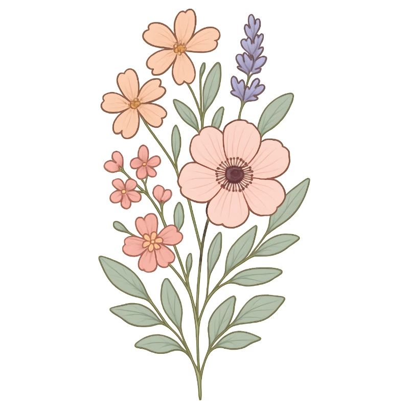 Bouquet aquarelle fleurs pastel
