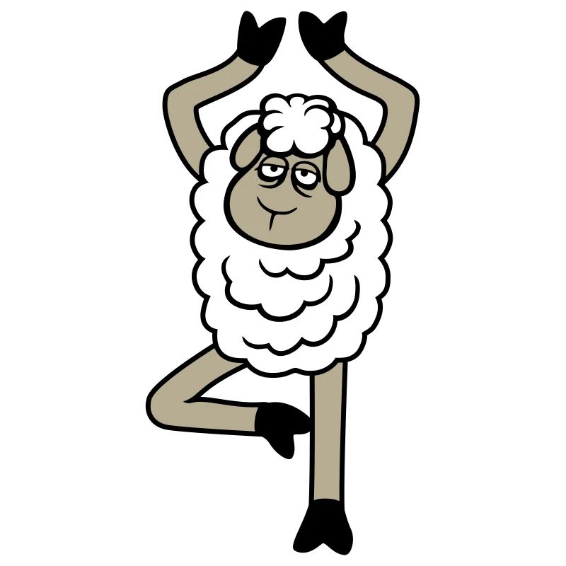 Schaf Müde Erschöpft Traurig Yoga Baum Pose Comic