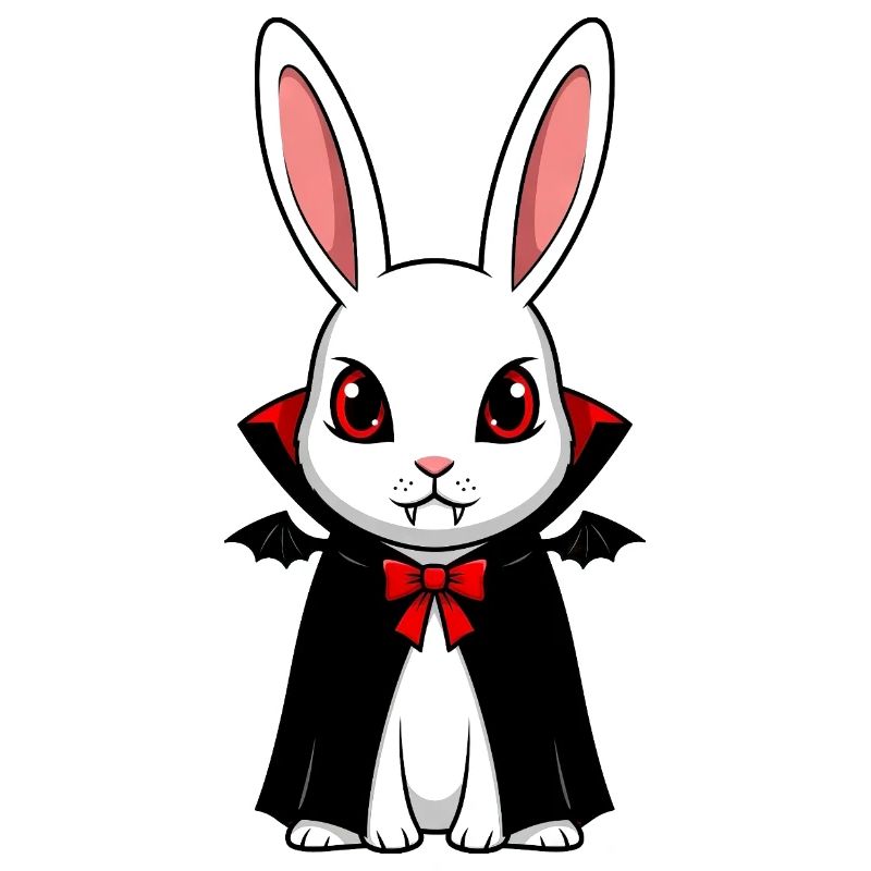 Cute Halloween Rabbit Vampire Chibi Cartoon