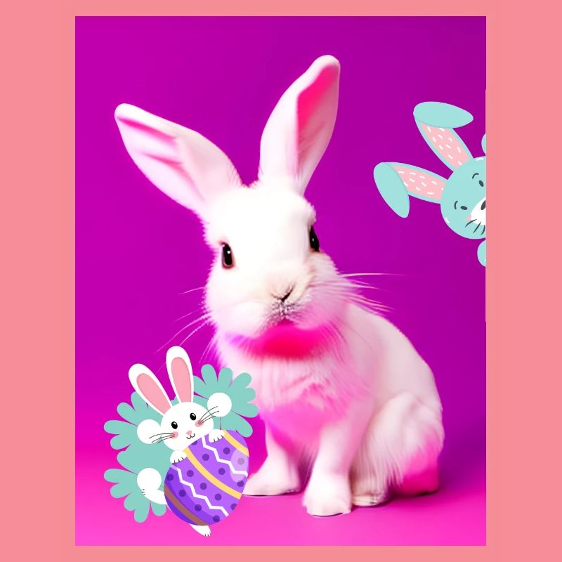 Pink Easter Bunny with Easter Egg Pink