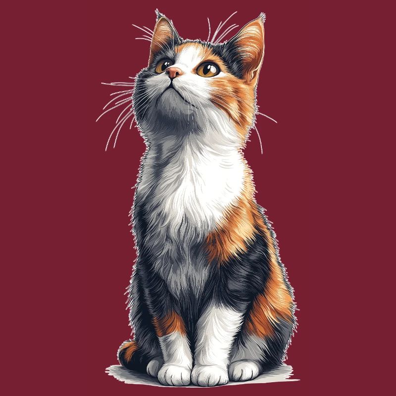 Colorful Sitting Comic Cat