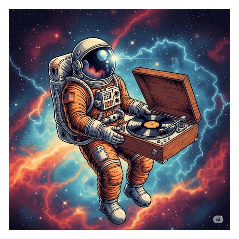 Space DJ Astronaut with Turntable