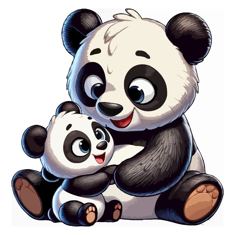 Panda-Mutter mit Kind