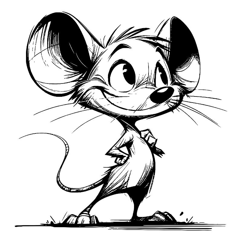 Simpatico topolino con occhi e orecchie enormi