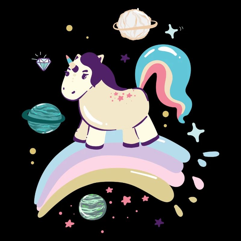 Himmlisches Einhorn auf Regenbogen