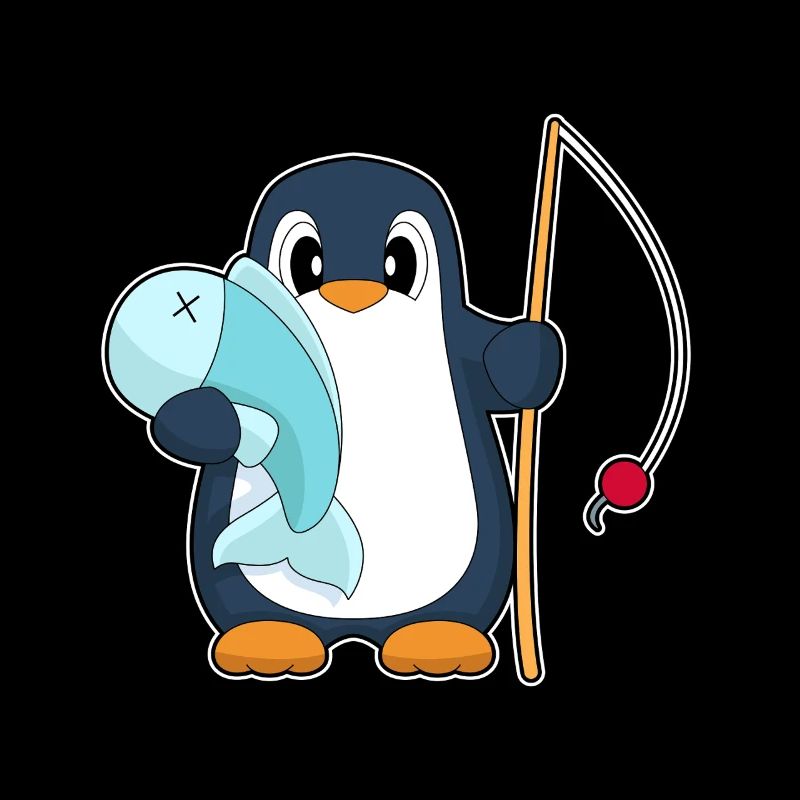 Pinguin Angler Fisch Angeln
