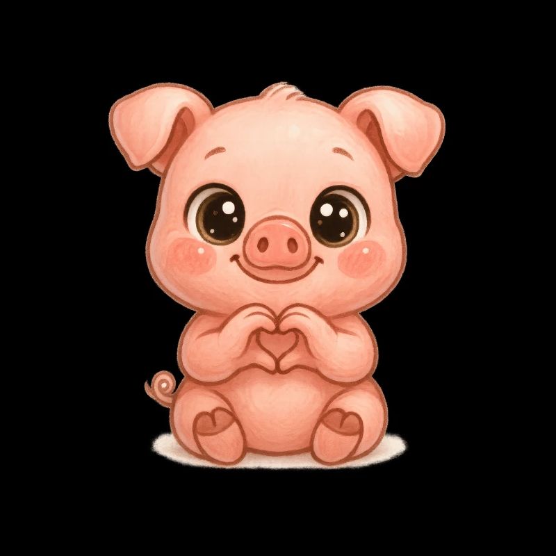 Cochon mignon avec des mains en forme de cœur