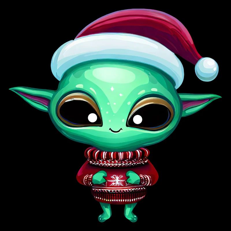 Weihnachtsalien mit Weihnachtsmütze