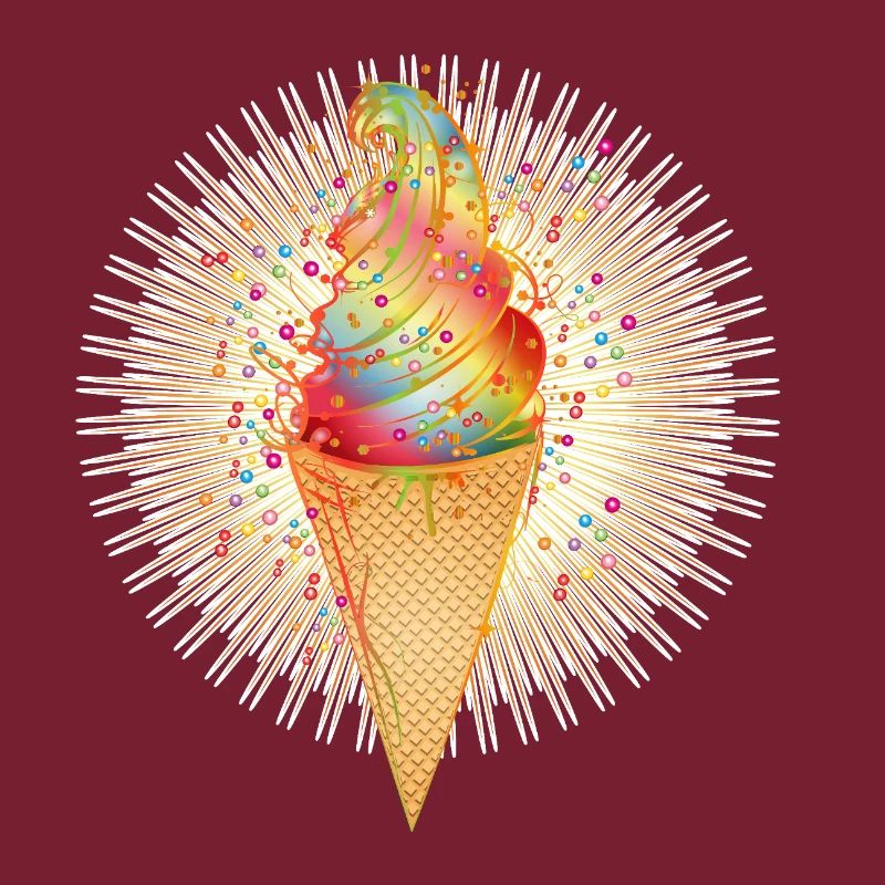 Fröhliches Softeis-Motiv mit Regenbogenfarben