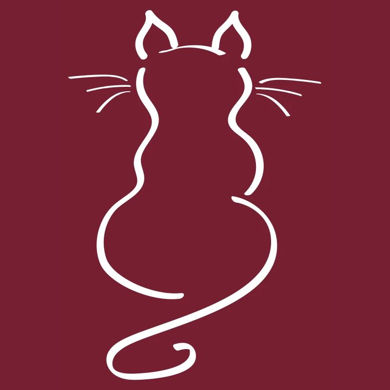 Cat Minimalist Line Back Plain Thick