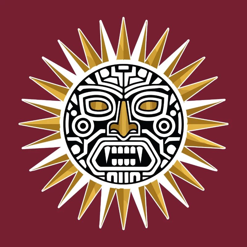 Soleil Maya Inca Or et Blanc Totem Divinité