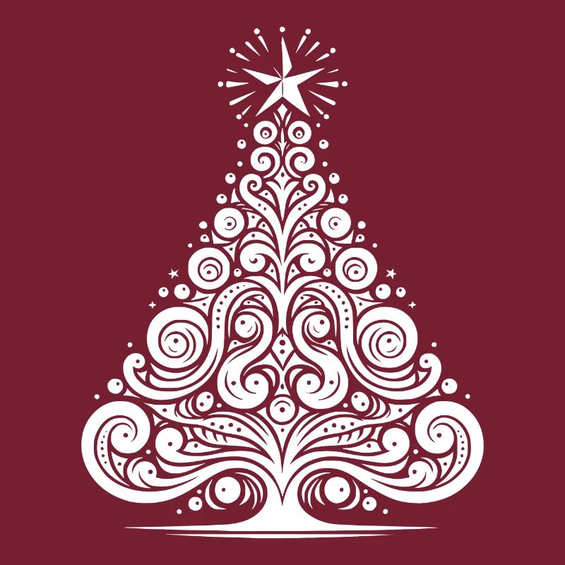 Moderner Baum mit festlicher Eleganz und Ornamente
