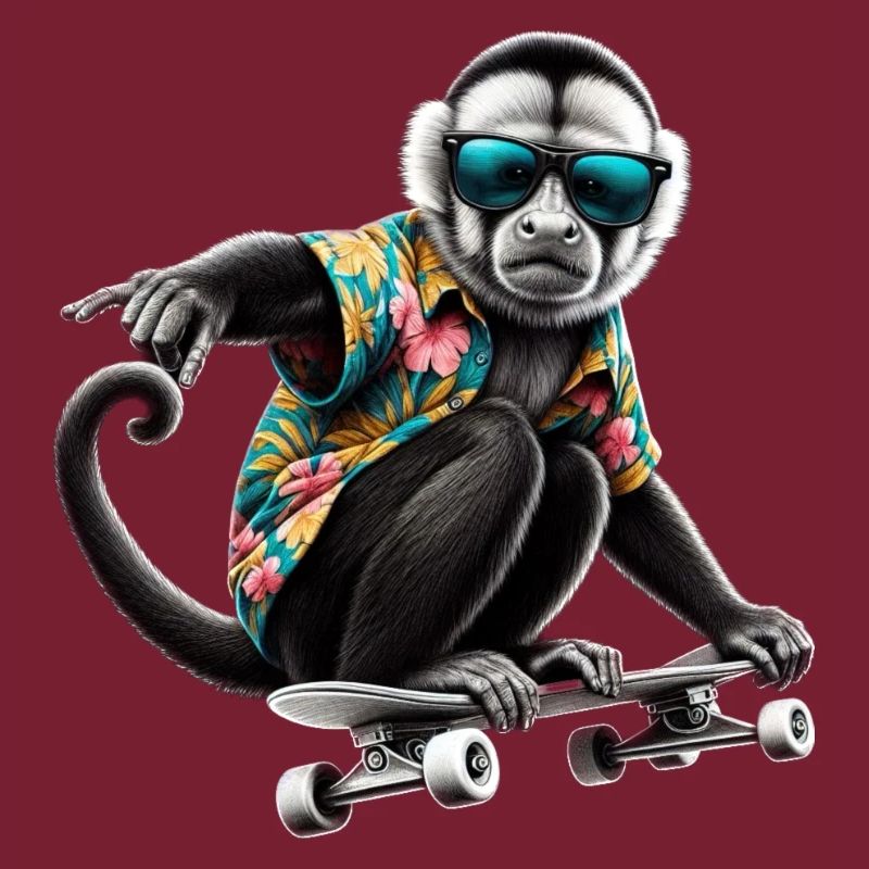A cool monkey on a skateboard