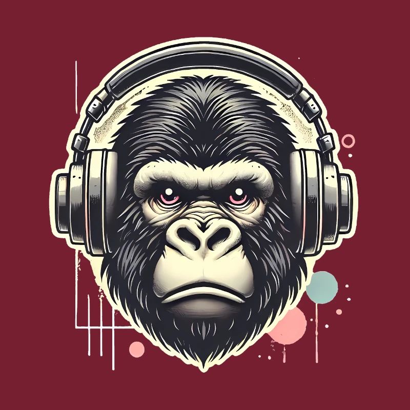 Gorilla mit Kopfhörern Splatter Art
