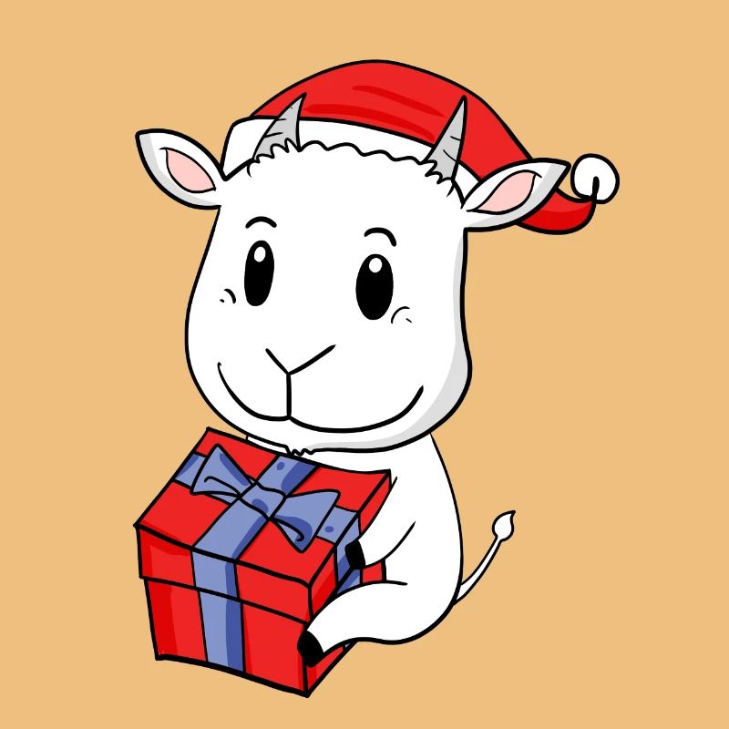 Bébé Chèvre de Noël avec cadeau