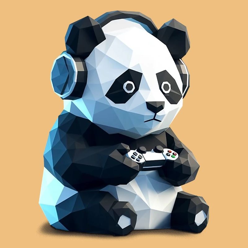 Gaming Panda with Headset & Controller