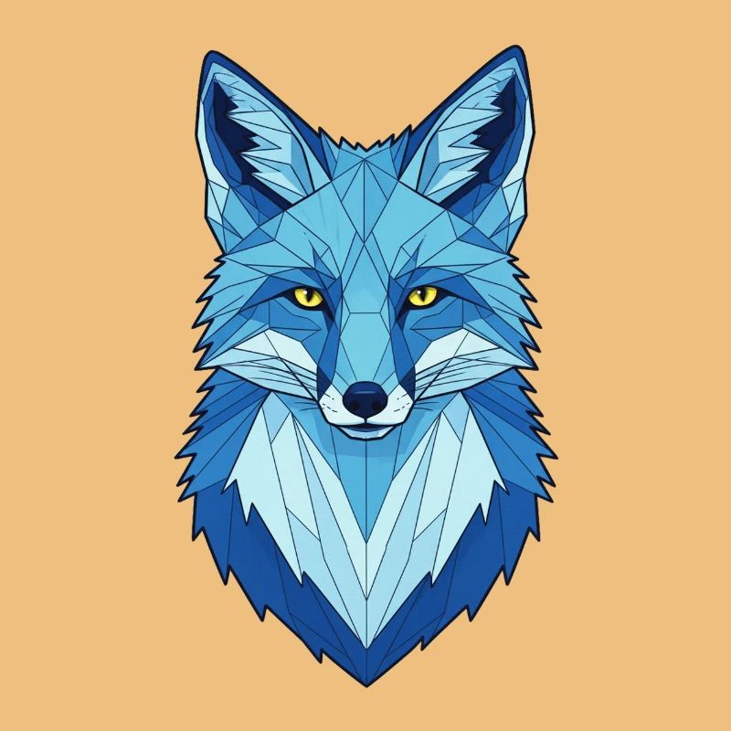 Blauer Geometrischer Wolfkopf
