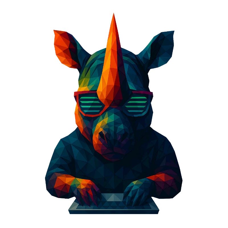 WPAP Stil Tiere - Techno Rhino mit Sonnenbrille