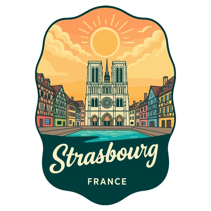 Straßburger Kathedral Retro-Sonnenuntergangsabzeichen