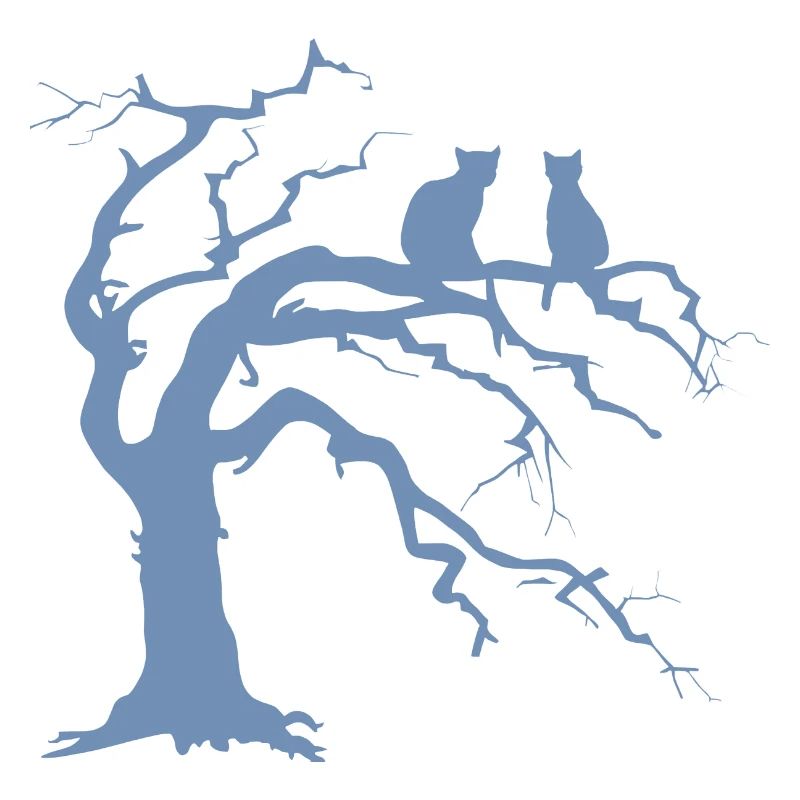 Dead tree with 2 cats silhouette